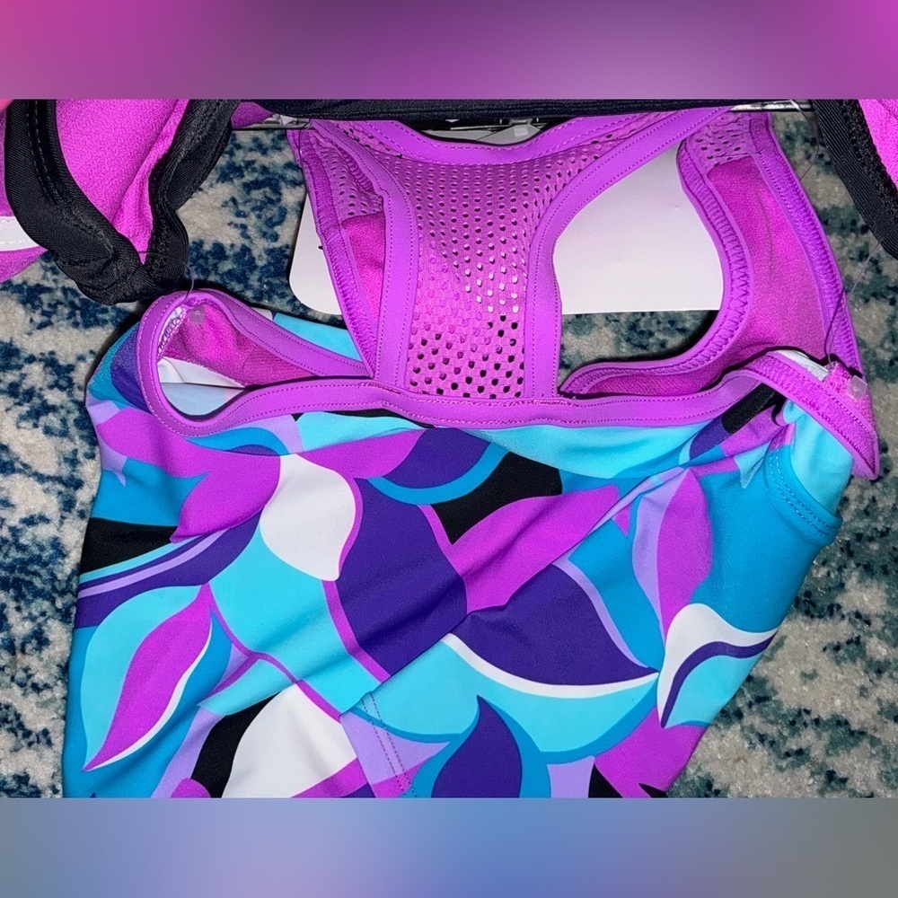 Gerry Weber Girls 3-Piece Swimsuit Set - Purple and Blue- Size 7/8 - Picture 2 of 5